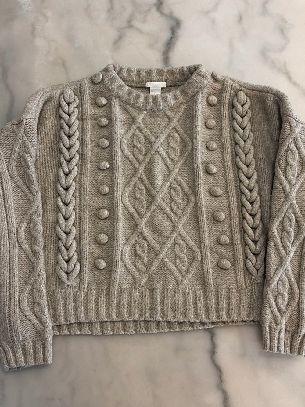 H&M Beige Cable Knit Bobble Sweater